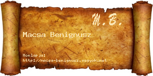 Macsa Benignusz névjegykártya